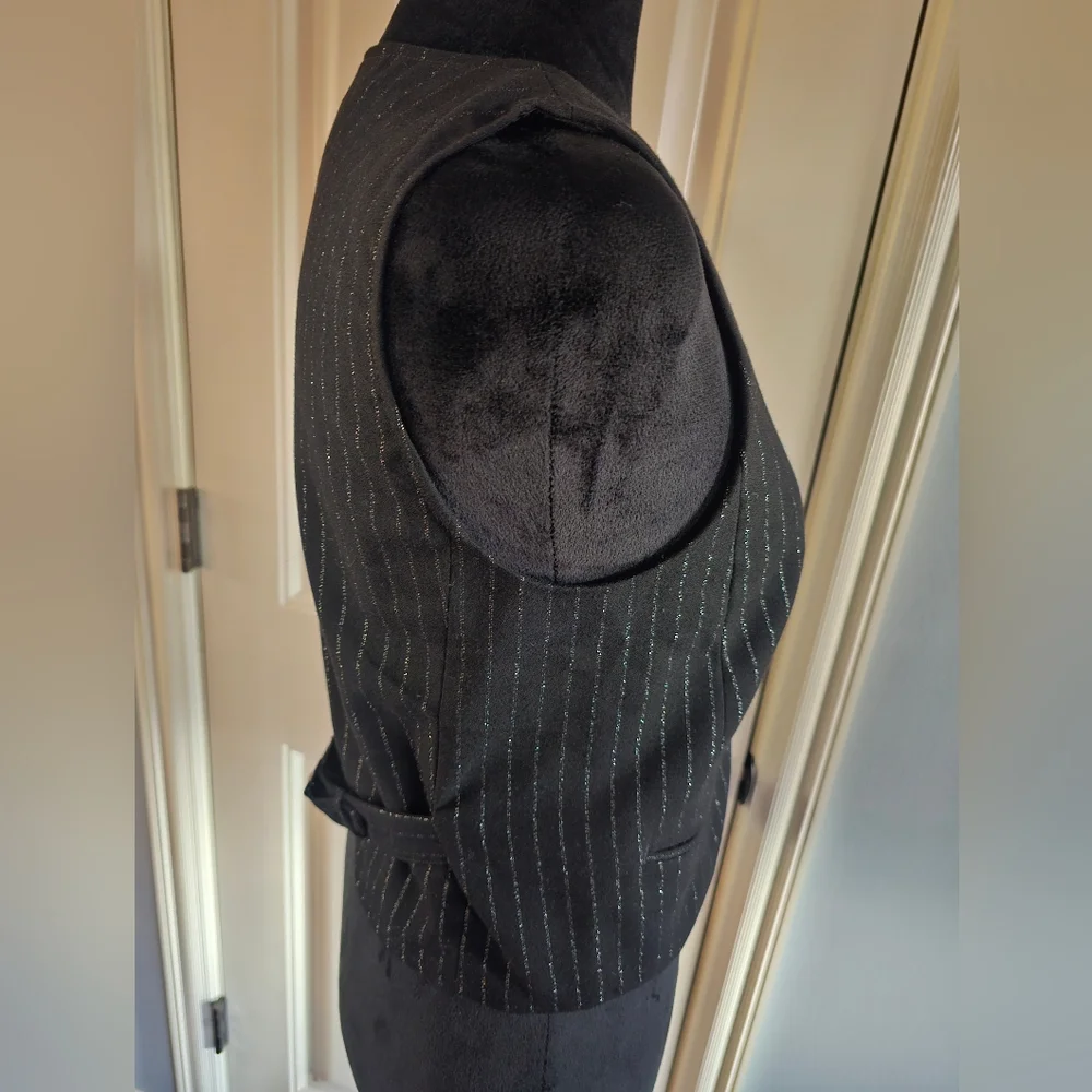 Mave Metallic Striped Vest Blk Slvr XS Excellent Condition Anthropologie - Picture 5 of 11
